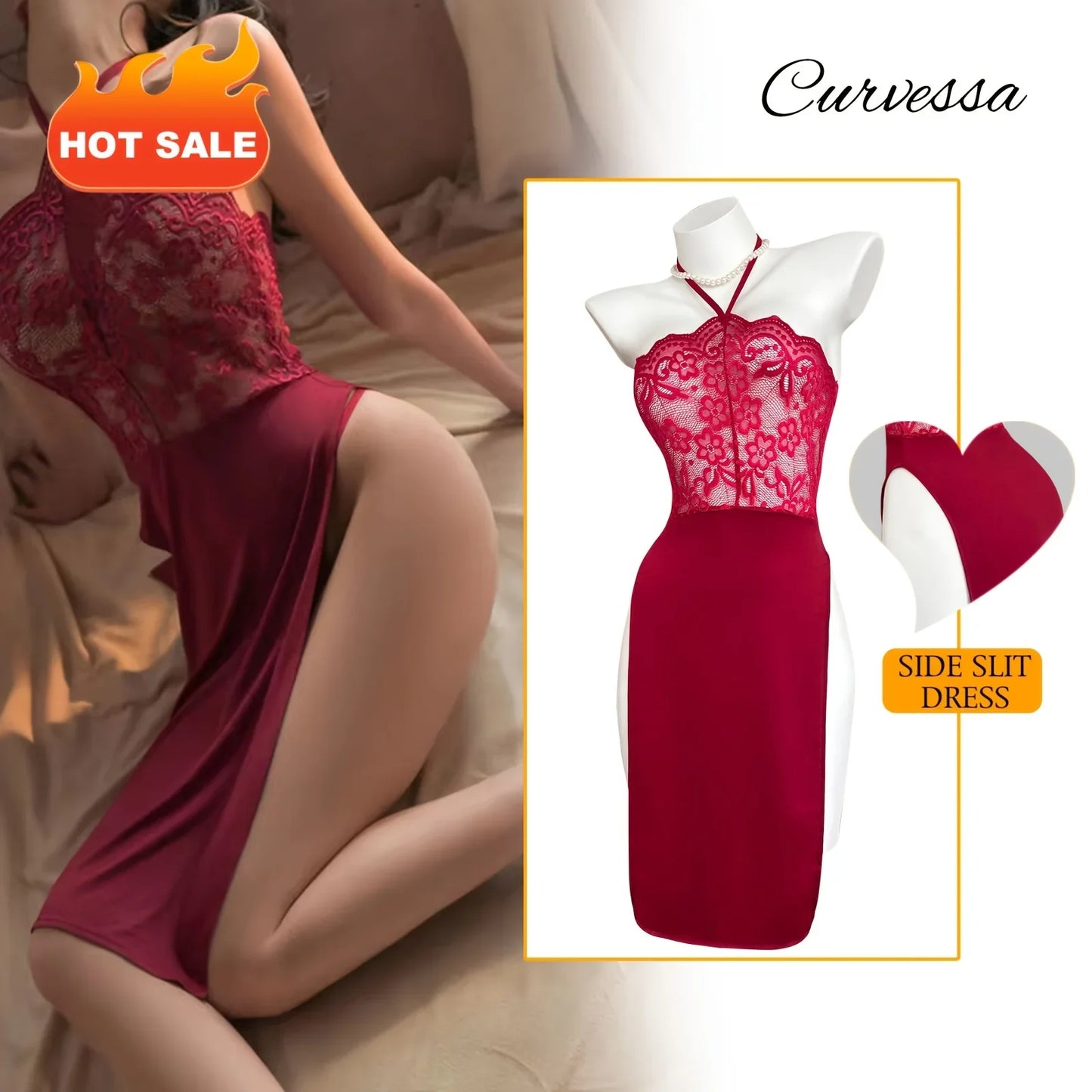 Sexy Lace Mesh Jumpsuit Nightgown Lingerie Sets - Empire P.E