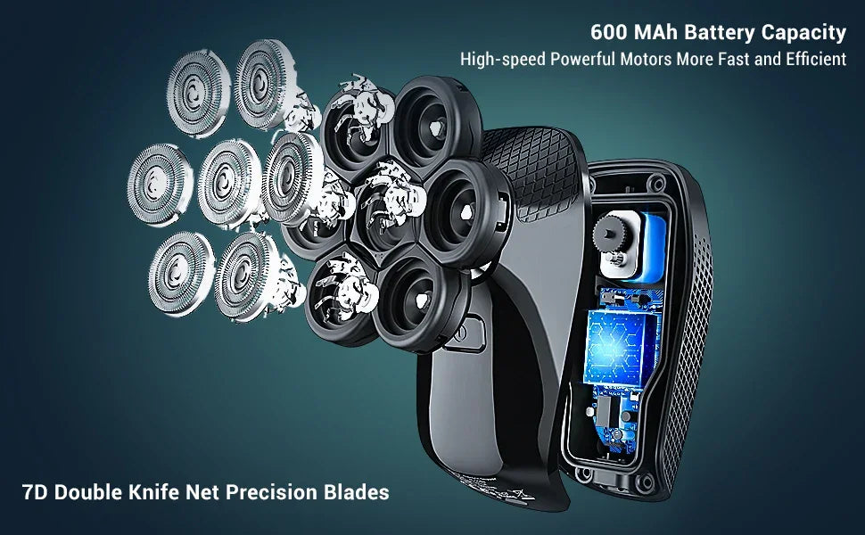 Kensen 5 In 1 Electric Shaver 7D Floating Cutter Head Rechargeable Shaver Kit For Men IPX6 Waterproof Beard Trimmer head shavers - Empire P.E