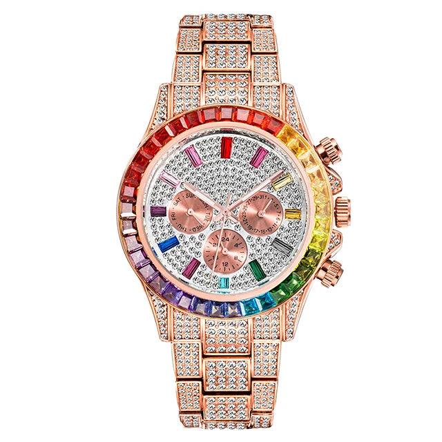 Hip Hop Calendar Watch For Men Stylsih Ice Out Green Diamond - Empire P.E