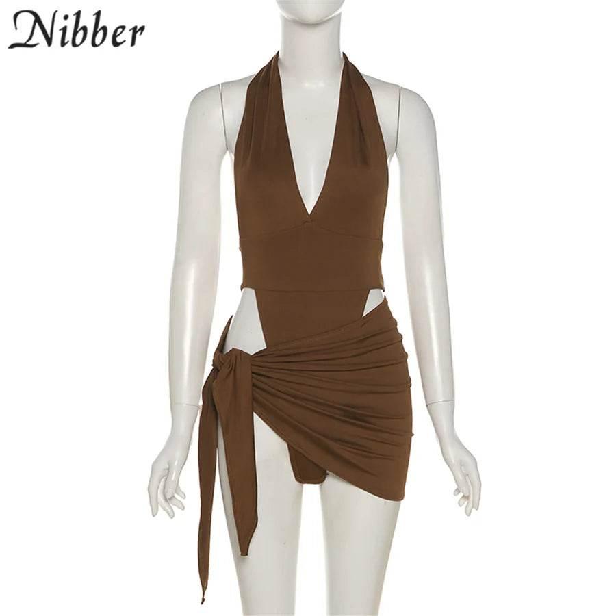 Nibber Sexy Beach Vacation Wear Basic Bikini Bodysuit Skirts 2 Two Piece Sets For Women's Clothing Suits Swimsuit Female 2024 - Empire P.E