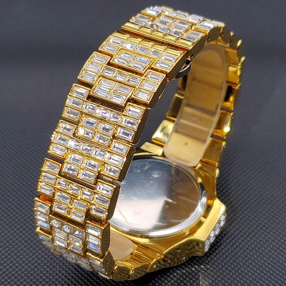 Luxury Iced Out Watch For Men Hip Hop Diamond Silver Quartz reloj hombre High End Dive Stainless Steel Male Watches Dropshipping - Empire P.E