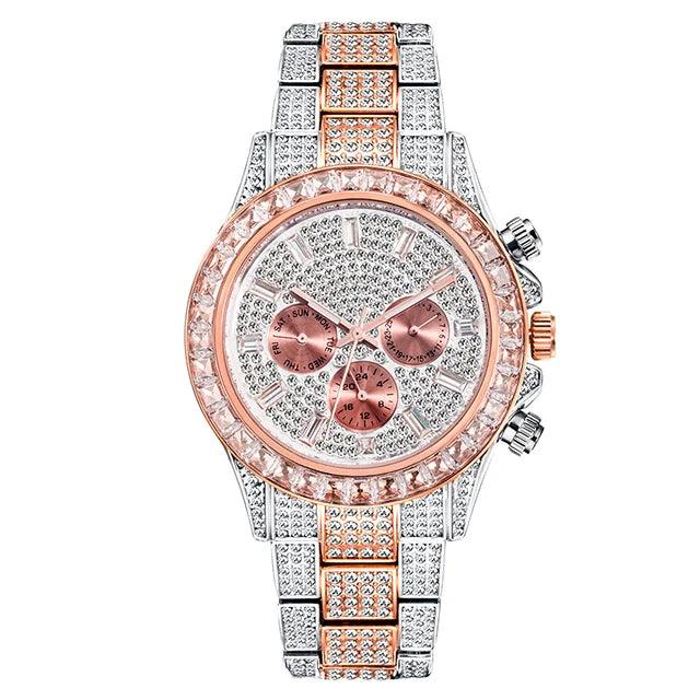 Hip Hop Calendar Watch For Men Stylsih Ice Out Green Diamond - Empire P.E