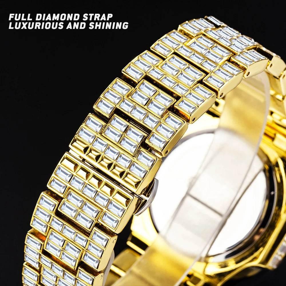 Luxury Iced Out Watch For Men Hip Hop Diamond Silver Quartz reloj hombre High End Dive Stainless Steel Male Watches Dropshipping - Empire P.E