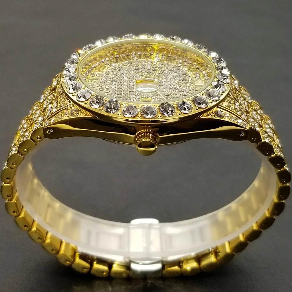 MISSFOX Hip Hop Men Watches Brand Luxury Roman Ice Out Automatic Date Male Wristwatch Full Diamond Waterproof Luminous Watch New - Empire P.E