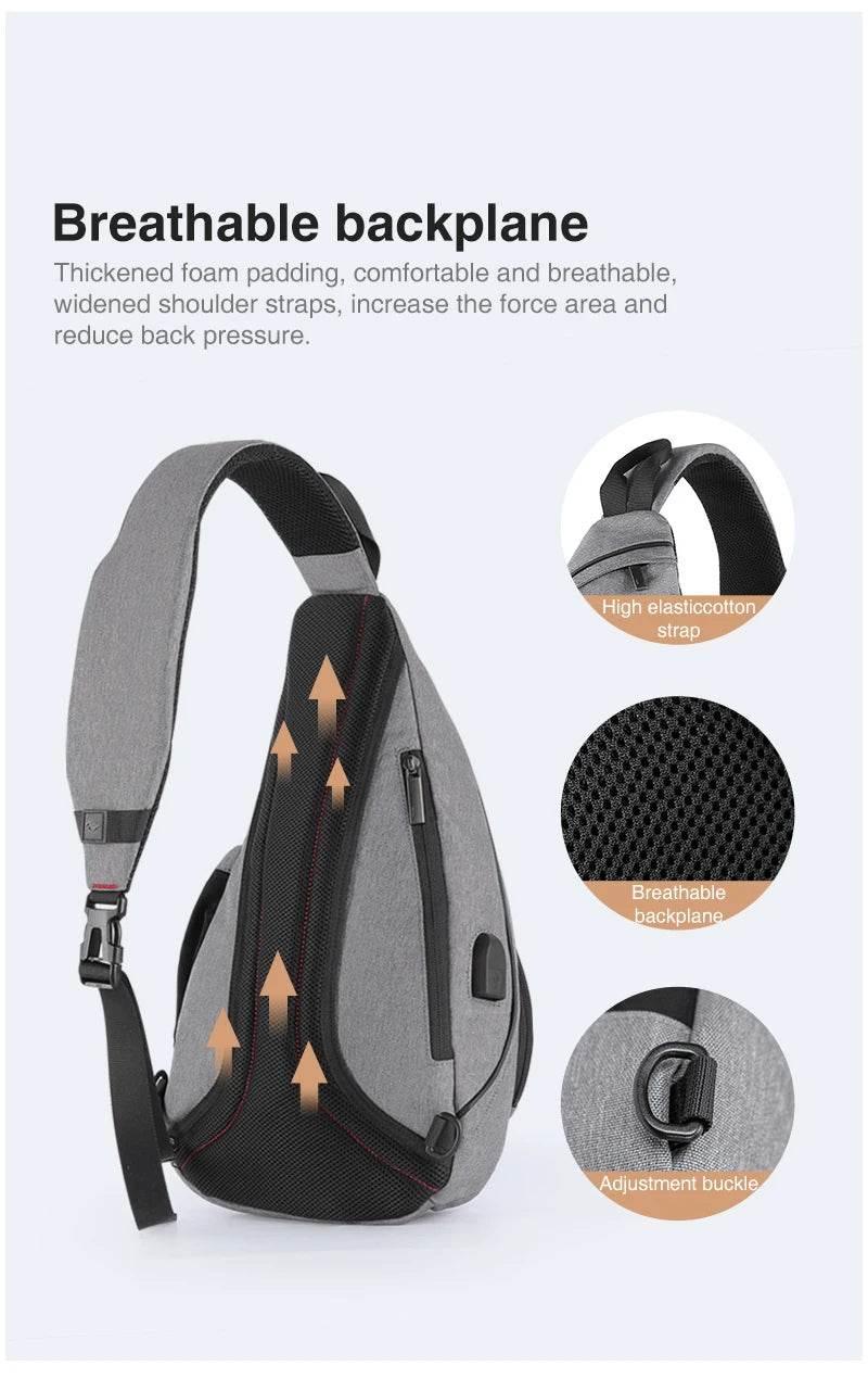 Mixi Men One Shoulder Backpack Women Sling Bag Crossbody USB Boys Cycling Sports Travel Versatile Fashion Bag Student School - Empire P.E