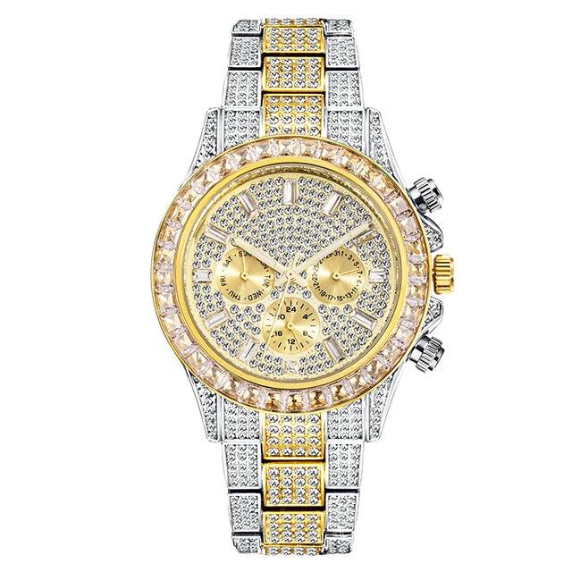 Hip Hop Calendar Watch For Men Stylsih Ice Out Green Diamond - Empire P.E