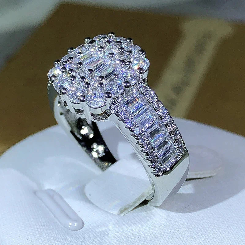 925 Silver High Quality Square White Zircon Ring For Ladies - Empire P.E