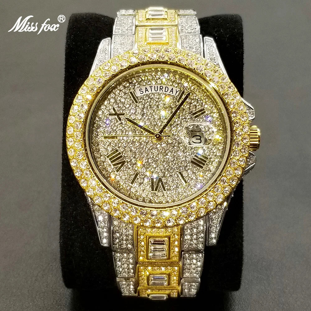 Men's Luxury Gold Hip Hop Diamond Quartz Watches
