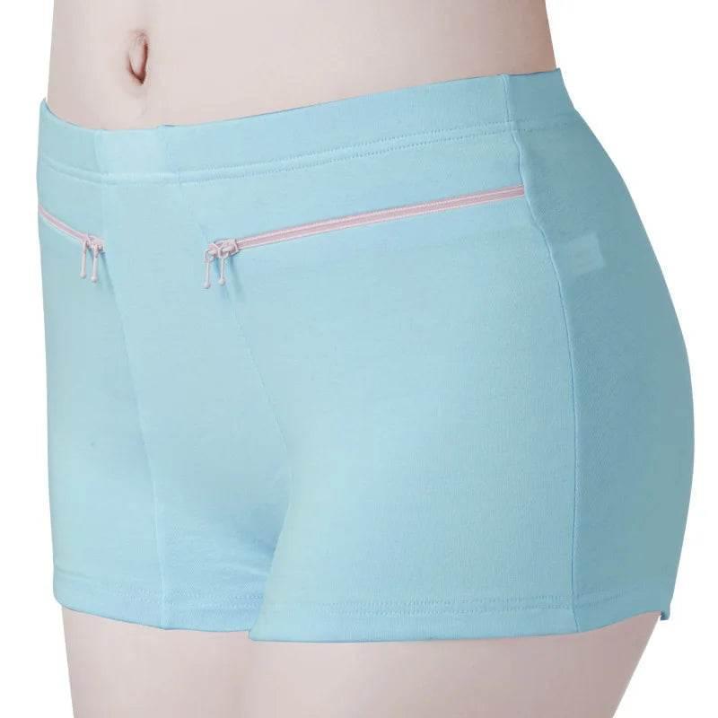 Plus Size Women Safety Short Pants Soft Boyshort Under Skirt Shorts With Zipper Pockets Breathable Theft-proof Female Underwear - Empire P.E