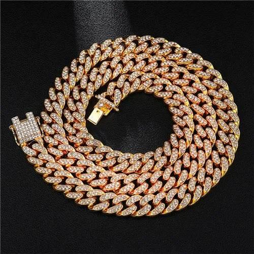 Necklace +Watch+Bracelet Hip Hop Miami Curb Cuban Chain Silver Color Full Iced Out Paved Rhinestones CZ Bling For Men Jewelry - Empire P.E