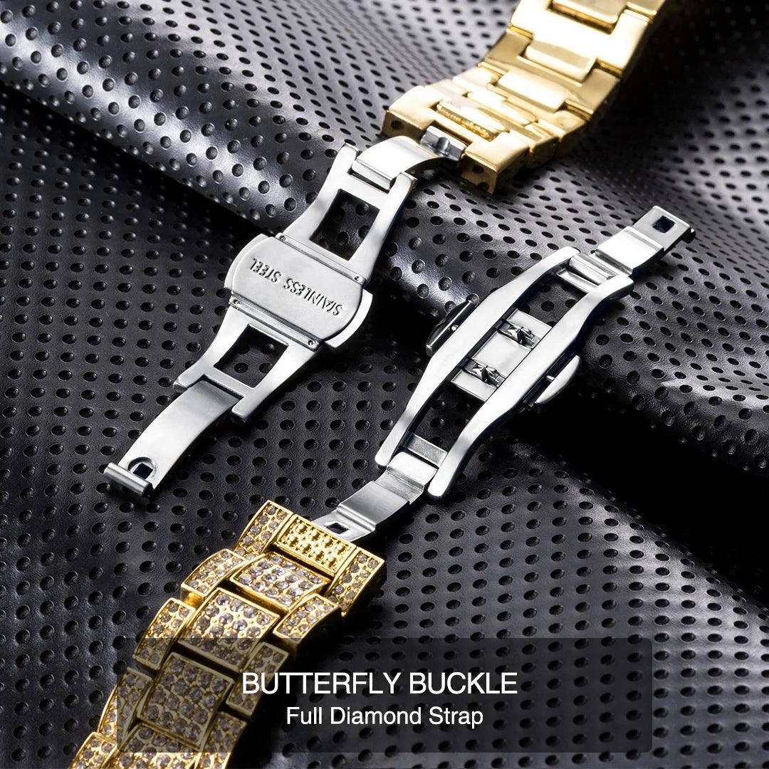 Hip Hop Calendar Watch For Men Stylsih Ice Out Green Diamond - Empire P.E