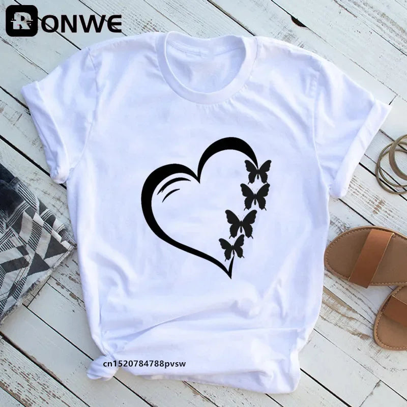 Woman Butterfly Tree Print T-Shirt - Empire P.E