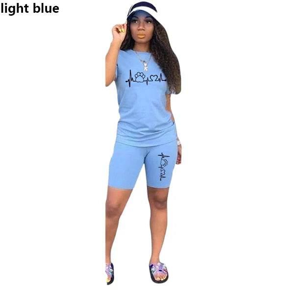 Summer Women Two Piece Set Sportswear T-Shirts and Shorts Ladies Casual O-Neck Pullover Short Sleeve - Empire P.E
