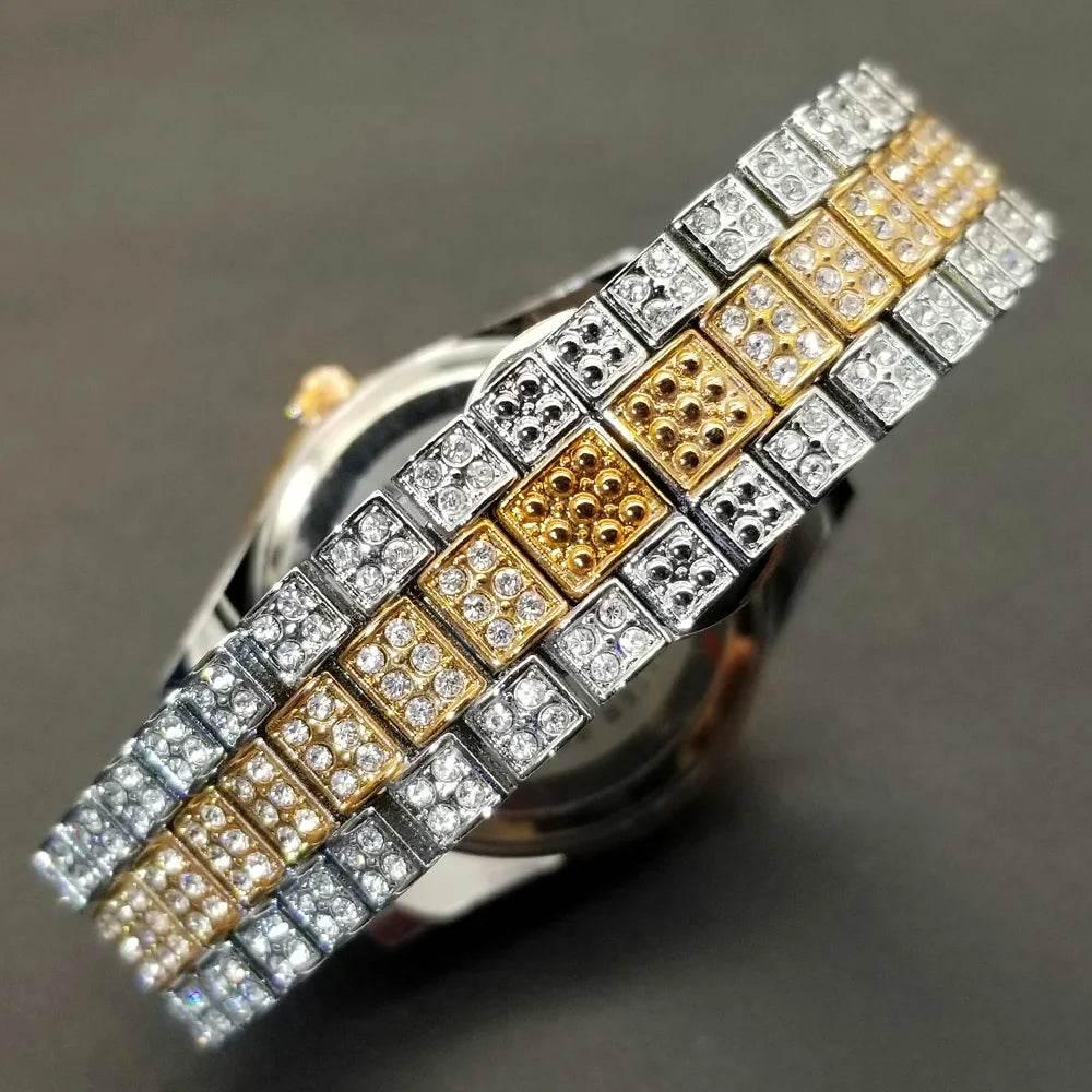 MISSFOX Hip Hop Men Watches Brand Luxury Roman Ice Out Automatic Date Male Wristwatch Full Diamond Waterproof Luminous Watch New - Empire P.E