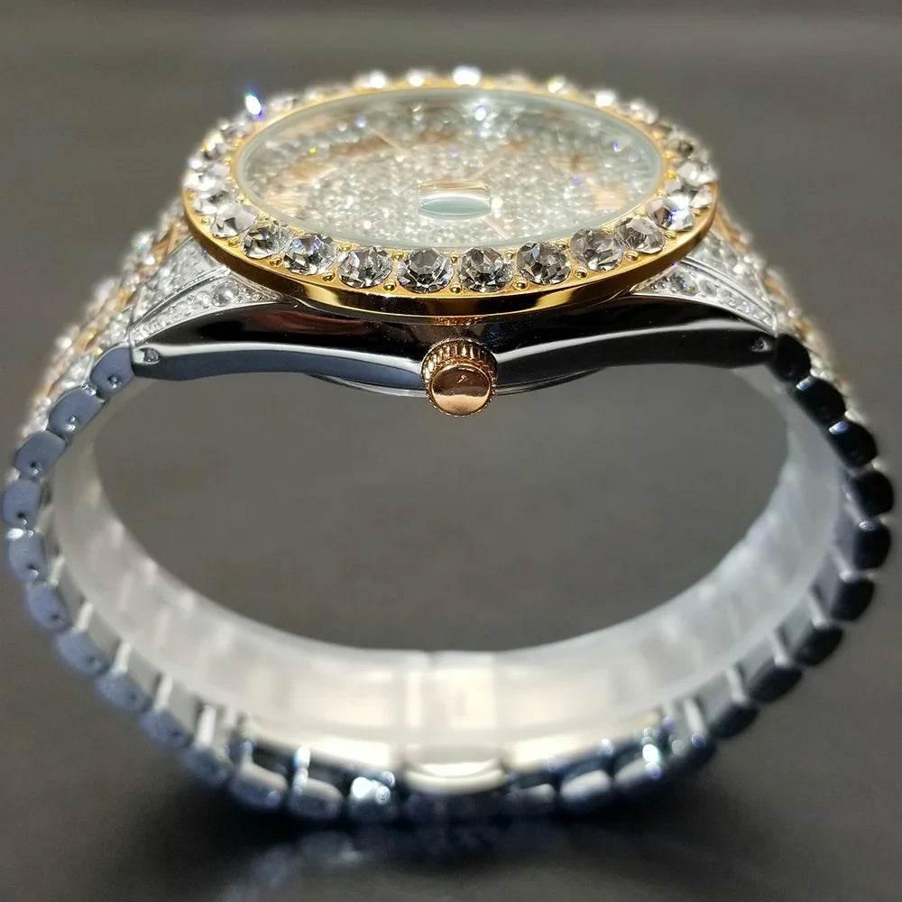 MISSFOX Hip Hop Men Watches Brand Luxury Roman Ice Out Automatic Date Male Wristwatch Full Diamond Waterproof Luminous Watch New - Empire P.E