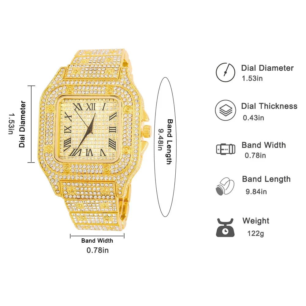 Luxury Moissanite Iced Out Watches Hip Hop Bust Down Diamond Watch - Empire P.E