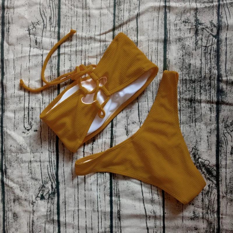Solid Bikini Brazilian Swimsuit Bikini Set - Empire P.E