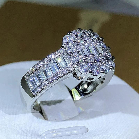 925 Silver High Quality Square White Zircon Ring For Ladies - Empire P.E