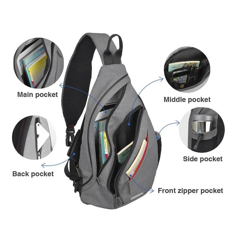 Mixi Men One Shoulder Backpack Women Sling Bag Crossbody USB Boys Cycling Sports Travel Versatile Fashion Bag Student School - Empire P.E