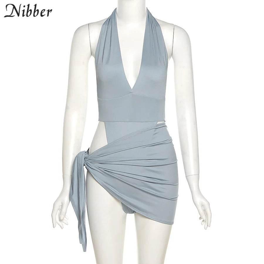 Nibber Sexy Beach Vacation Wear Basic Bikini Bodysuit Skirts 2 Two Piece Sets For Women's Clothing Suits Swimsuit Female 2024 - Empire P.E