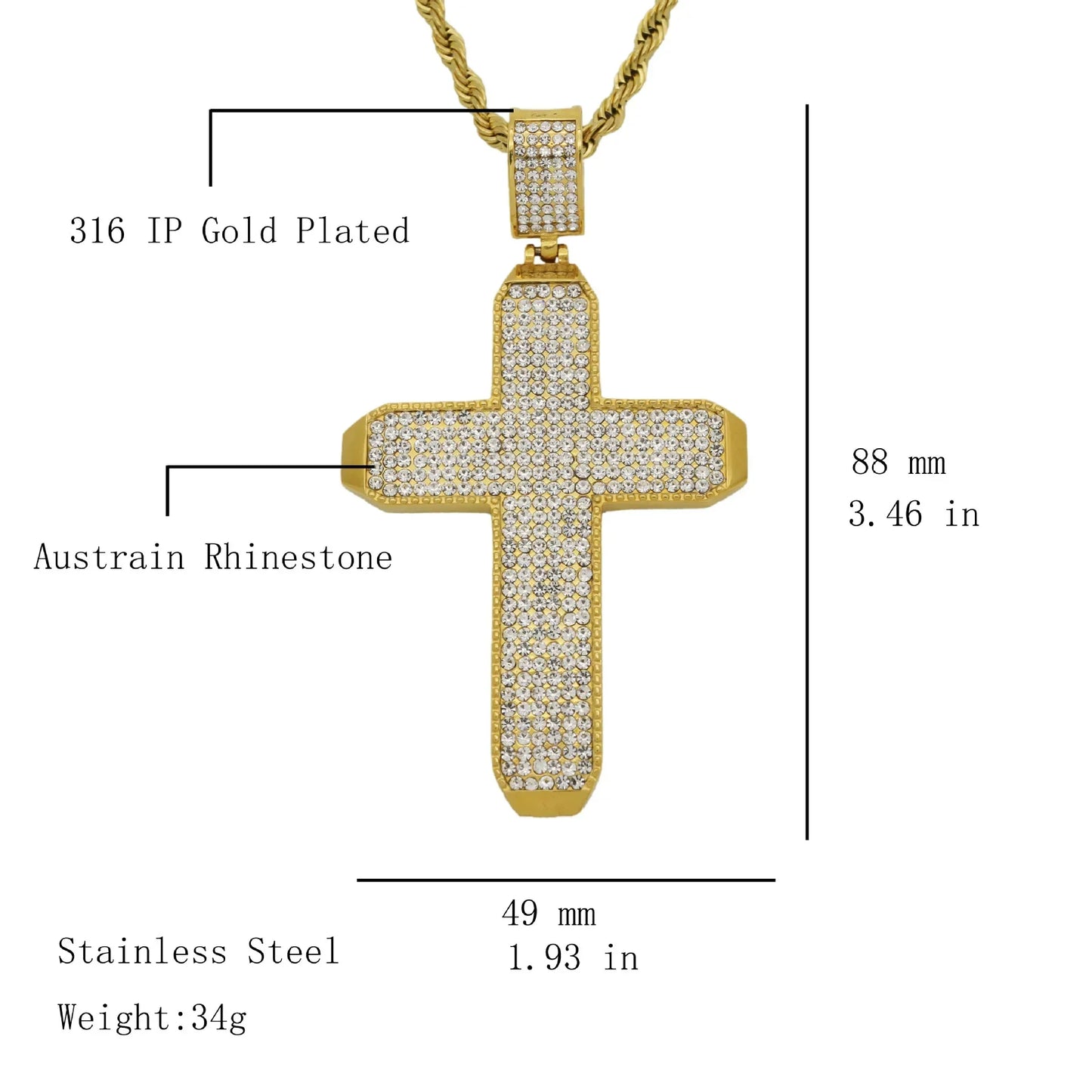 Stainless Steel Cross Pendant