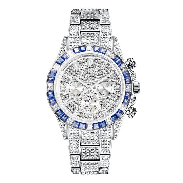 Hip Hop Calendar Watch For Men Stylsih Ice Out Green Diamond - Empire P.E