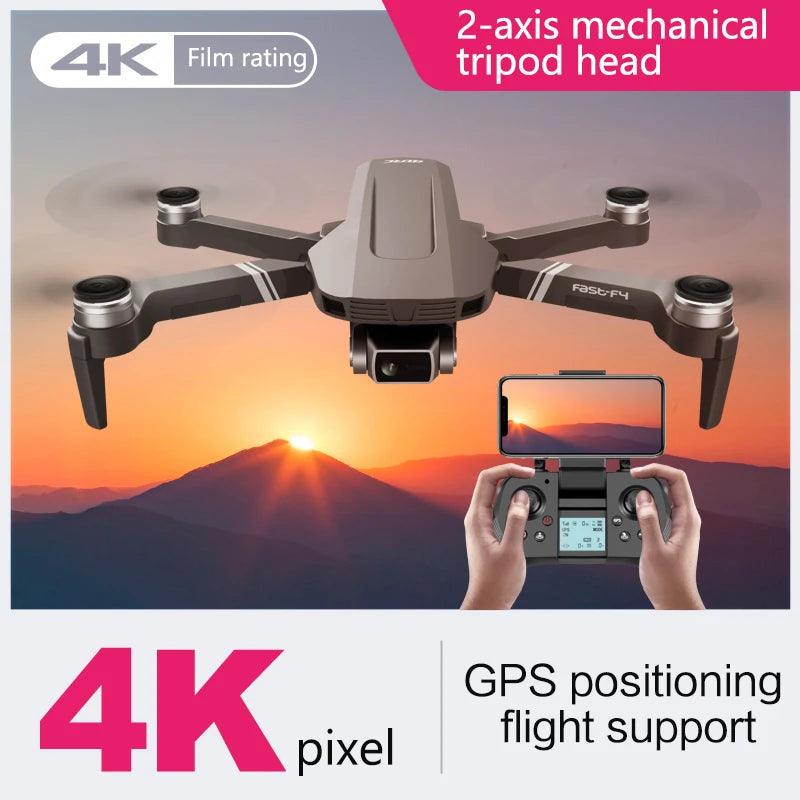 F4 Drone GPS 4K HD Mechanical Gimbal Camera System Supports TF Card Drones RC Quadcopter Stabilier Distance 2km Flight 25 Min - Empire P.E