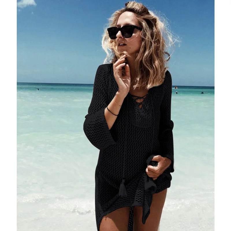 2025 New Beach Cover Up Bikini Crochet Knitted Tassel Tie Beachwear - Empire P.E