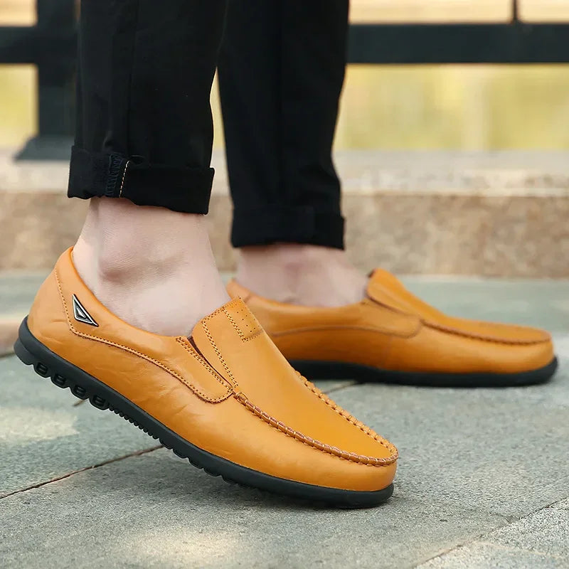 Genuine Leather Men Casual Shoes Luxury Brand Mens Loafers - Empire P.E