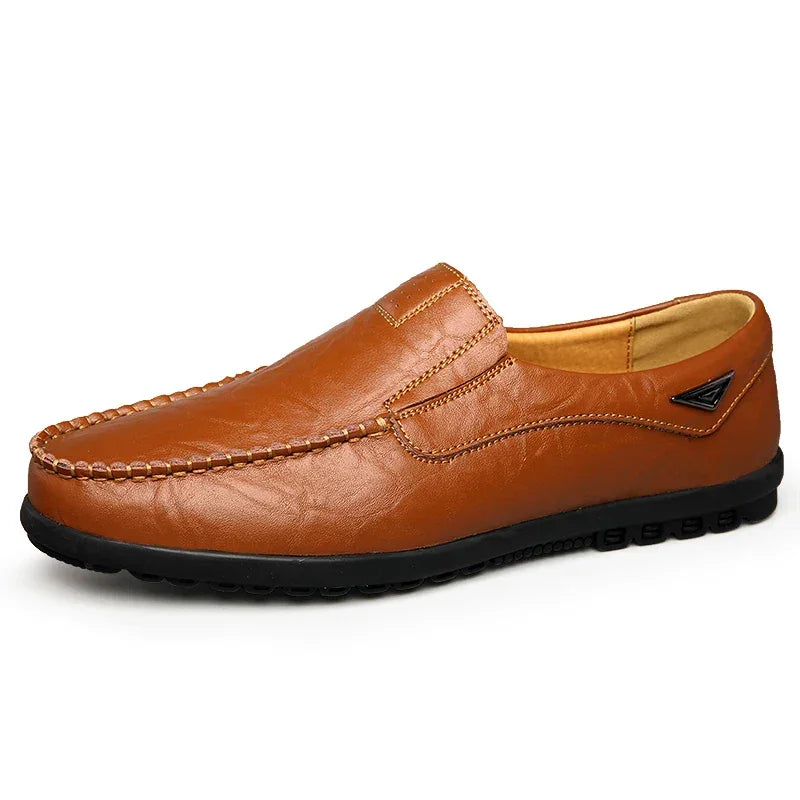Genuine Leather Men Casual Shoes Luxury Brand Mens Loafers - Empire P.E