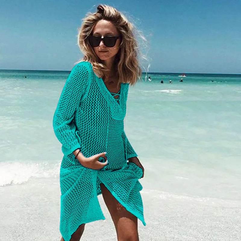 2025 New Beach Cover Up Bikini Crochet Knitted Tassel Tie Beachwear - Empire P.E
