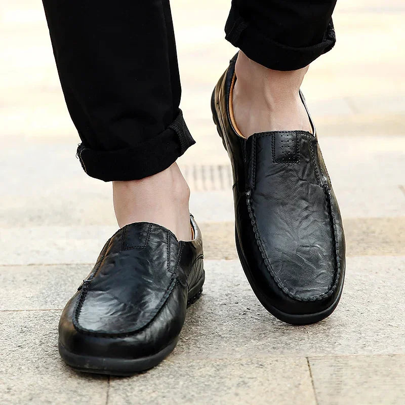 Genuine Leather Men Casual Shoes Luxury Brand Mens Loafers - Empire P.E