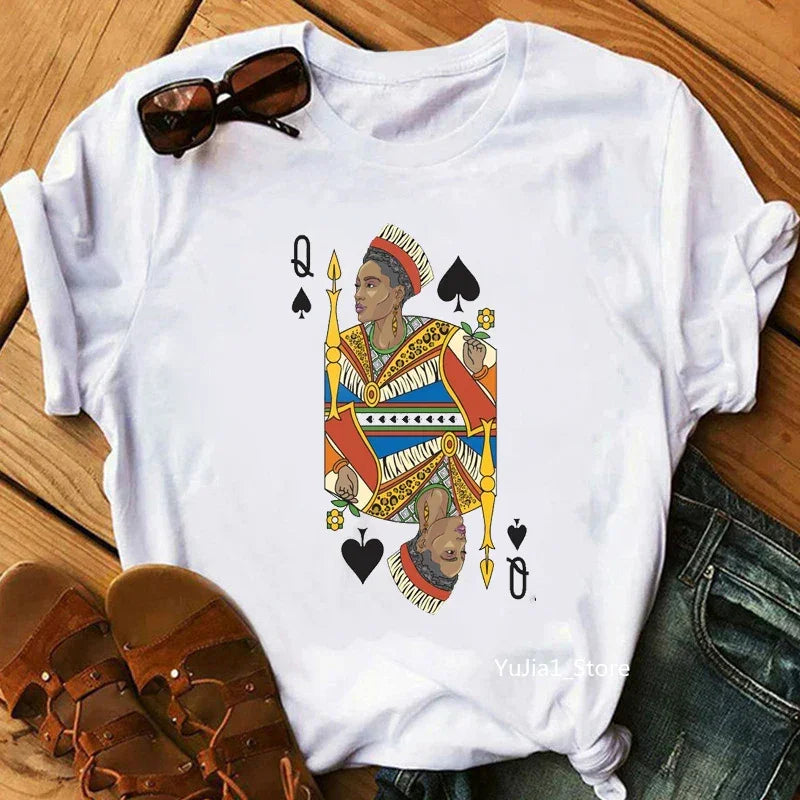 Flower Curly Puff Hair African Black Girl Print Tee - Empire P.E