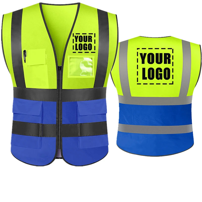 Reflective Safety Custom LOGO TEXT High Visibility Work Vest