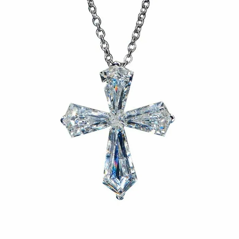 2021 Handmade Lab Diamond Cross Pendant 925 Sterling Silver moissanite Jewelry - Empire P.E