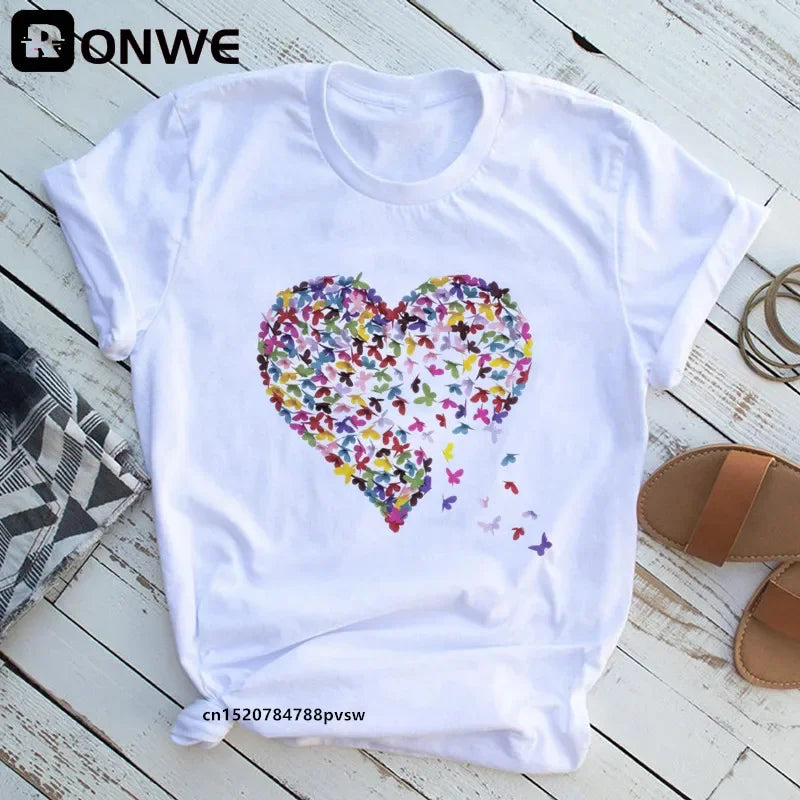 Woman Butterfly Tree Print T-Shirt - Empire P.E