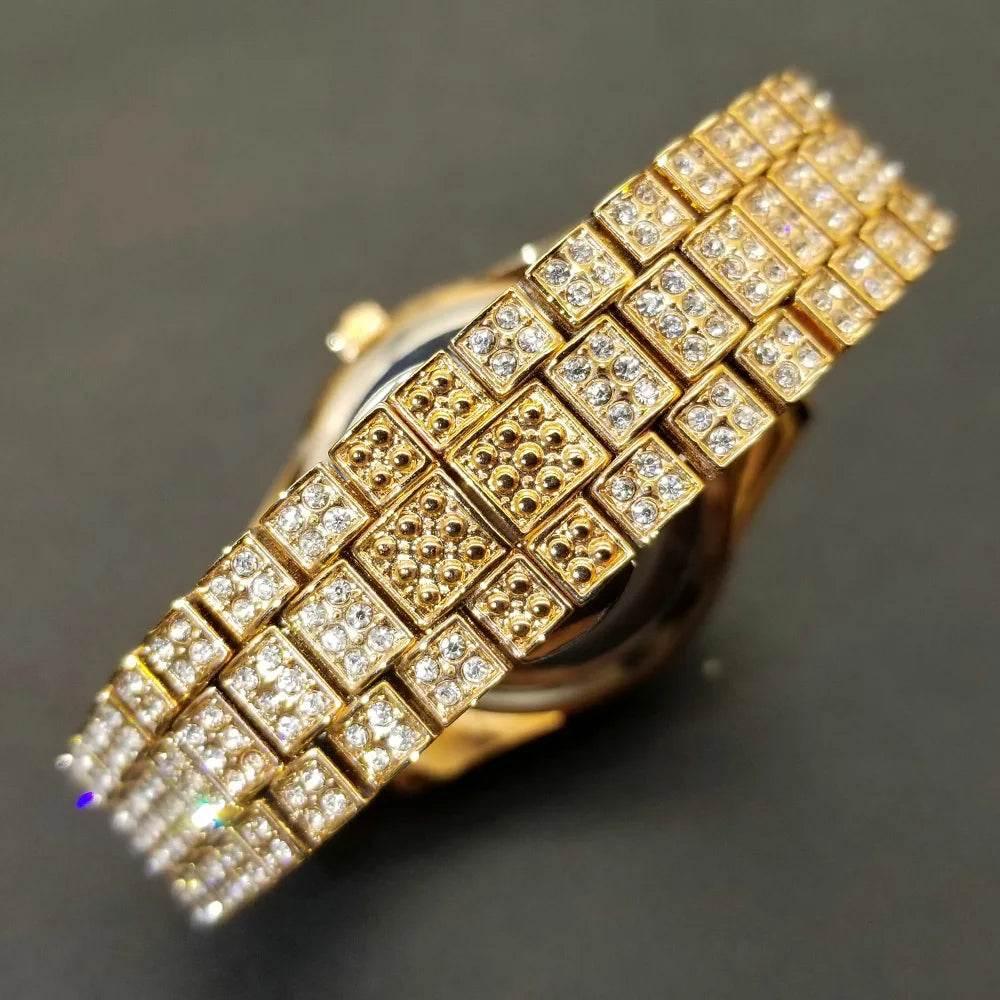 MISSFOX Hip Hop Men Watches Brand Luxury Roman Ice Out Automatic Date Male Wristwatch Full Diamond Waterproof Luminous Watch New - Empire P.E