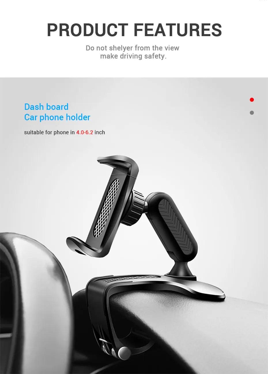 Dashboard Car Phone Holder ABS Mobile Phone Sun Visor Holder Auto Rear View Mirror Phone Support 360 Degree Rotation Accessories - Empire P.E