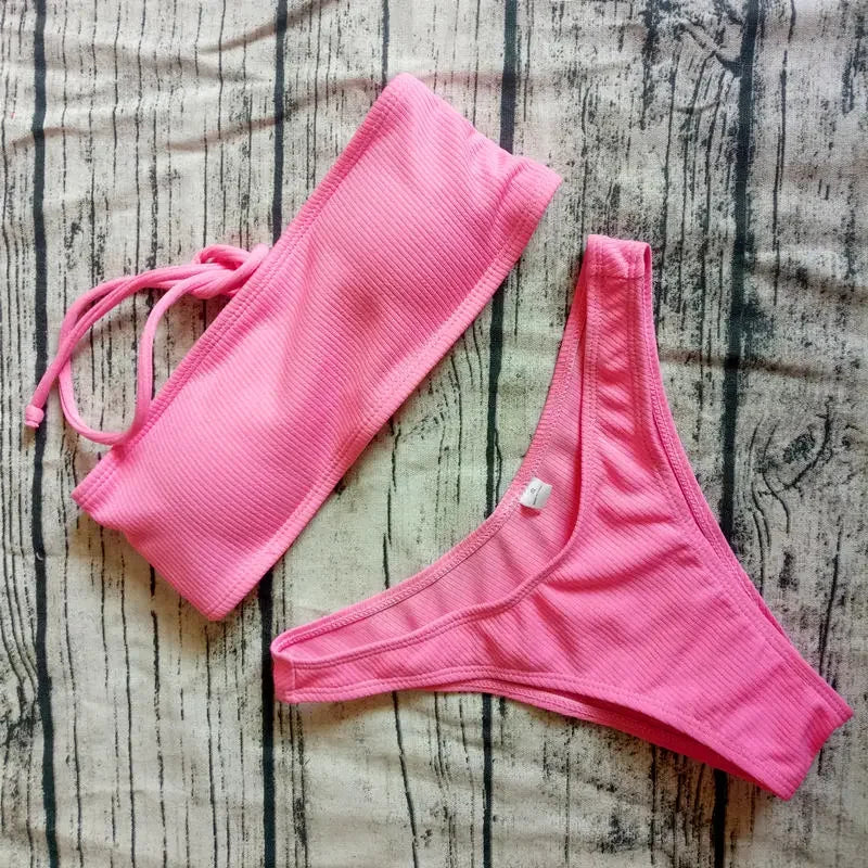 Solid Bikini Brazilian Swimsuit Bikini Set - Empire P.E