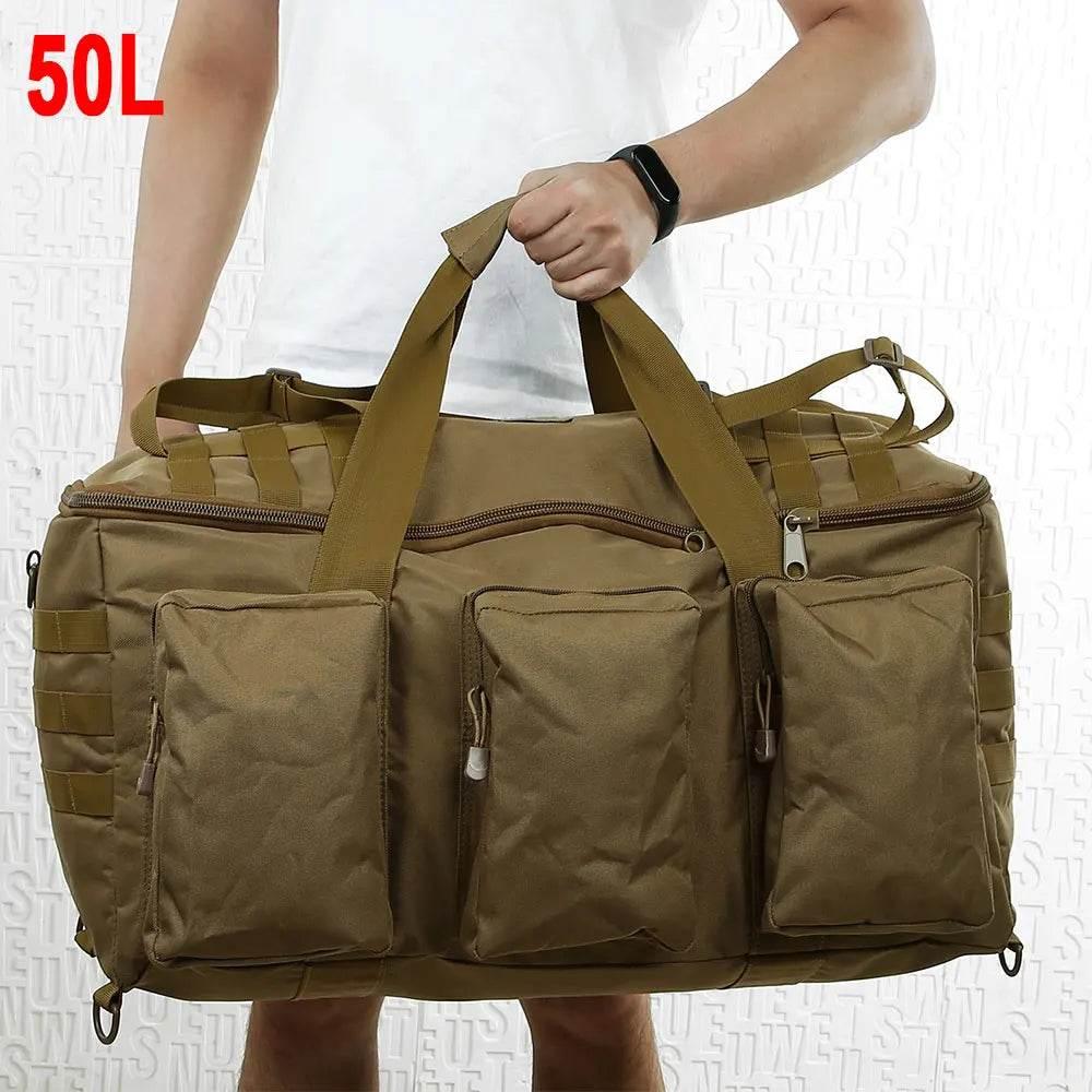 55L Luggage Duffel Bag Camping Backpack Tactical Large Bags Men's Hiking Travel Mountaineering Trip Utility Gym Weekend Duffle - Empire P.E