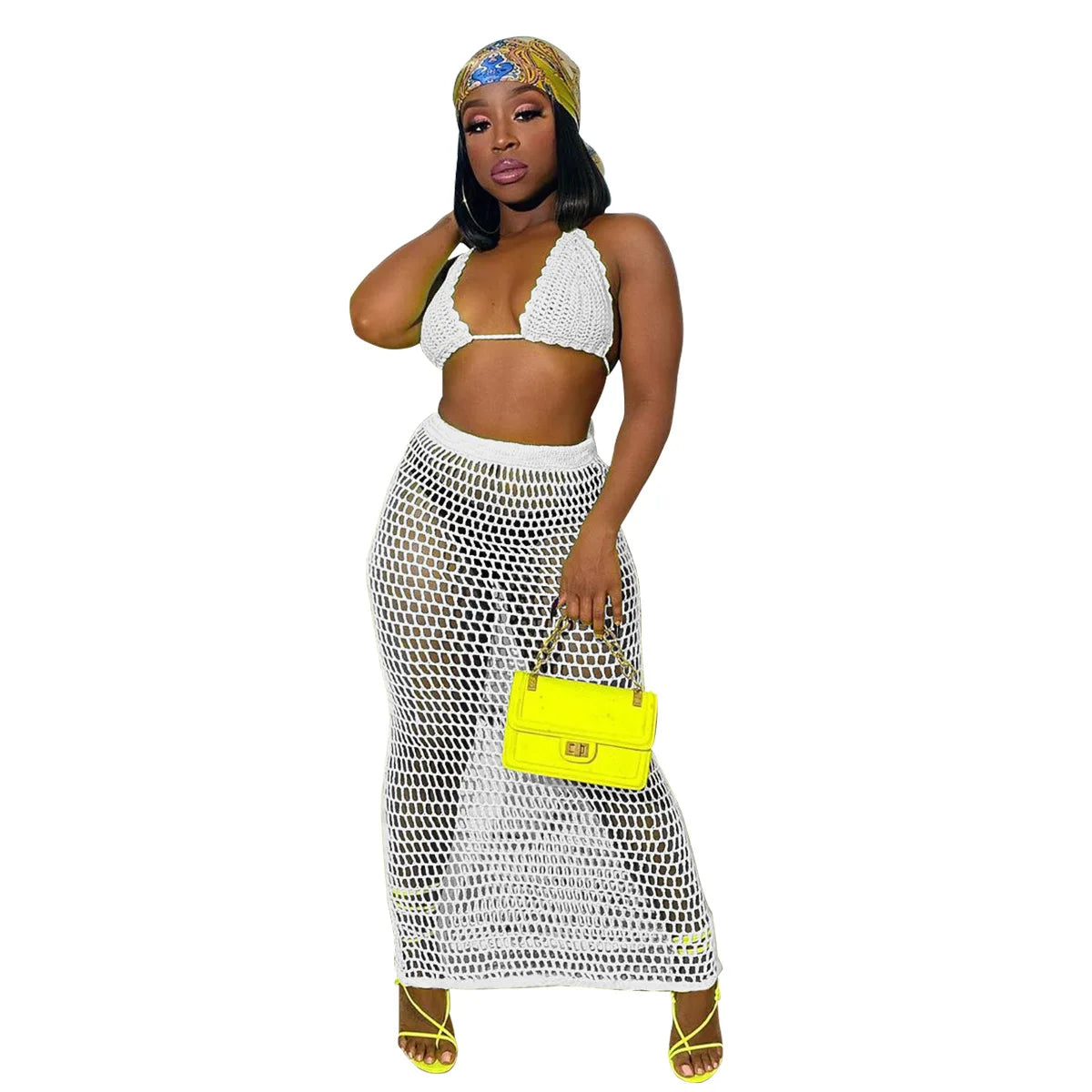 Swimwear 2 Piece Set Crochet Beachwear
