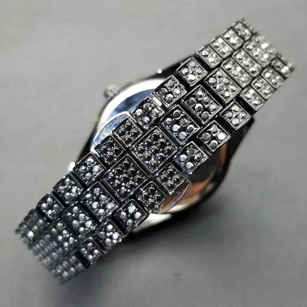 MISSFOX Hip Hop Men Watches Brand Luxury Roman Ice Out Automatic Date Male Wristwatch Full Diamond Waterproof Luminous Watch New - Empire P.E