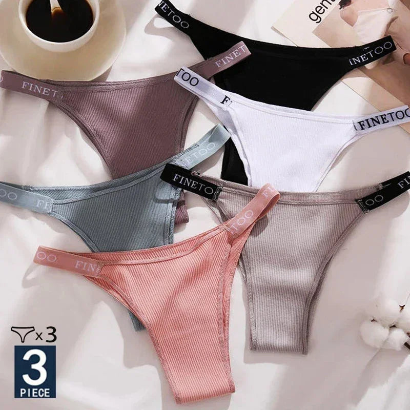3PCS/Set Cotton Panties Briefs Sexy Thong Women's Underwear Lingerie - Empire P.E