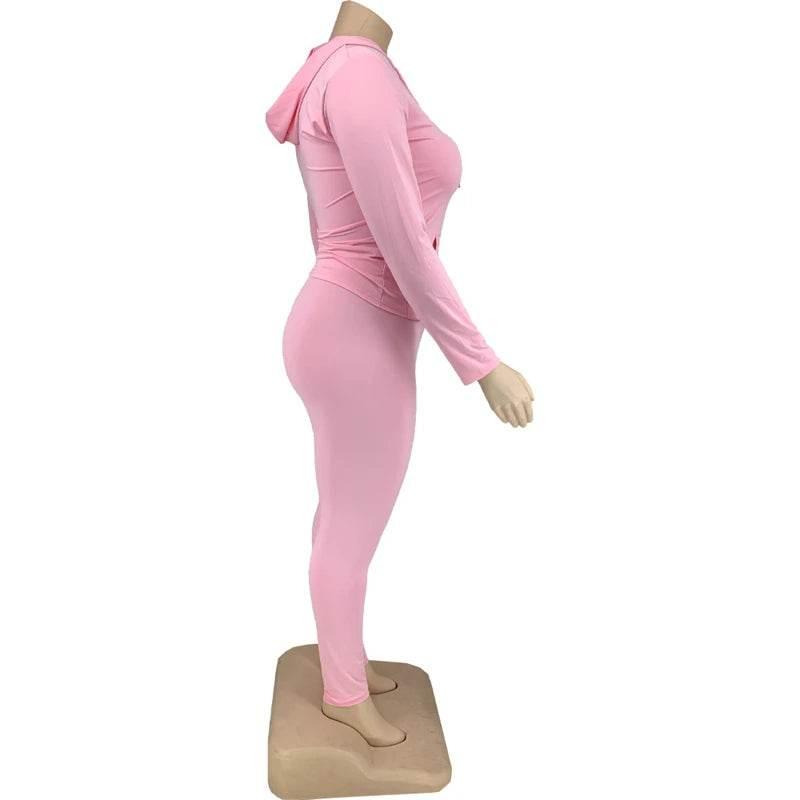 Plus Size Women Clothing Skinny Loungewear Long Sleeve Hoodies Tracksuit Pants Two Piece Sport Set Dropshipping Wholesale - Empire P.E