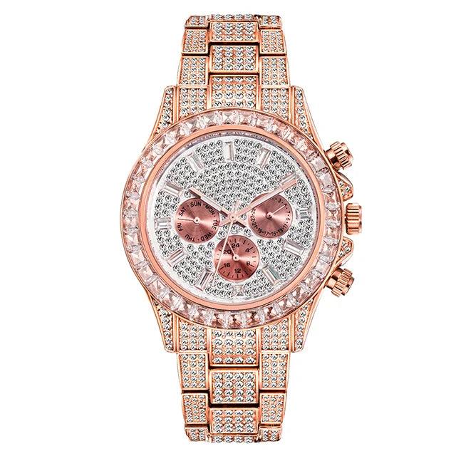 Hip Hop Calendar Watch For Men Stylsih Ice Out Green Diamond - Empire P.E