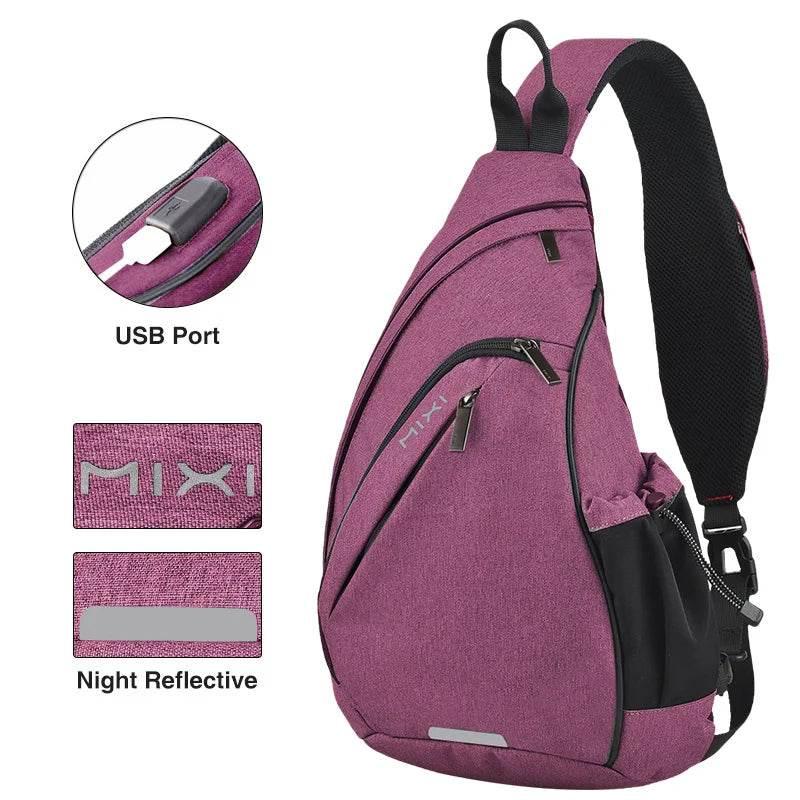 Mixi Men One Shoulder Backpack Women Sling Bag Crossbody USB Boys Cycling Sports Travel Versatile Fashion Bag Student School - Empire P.E