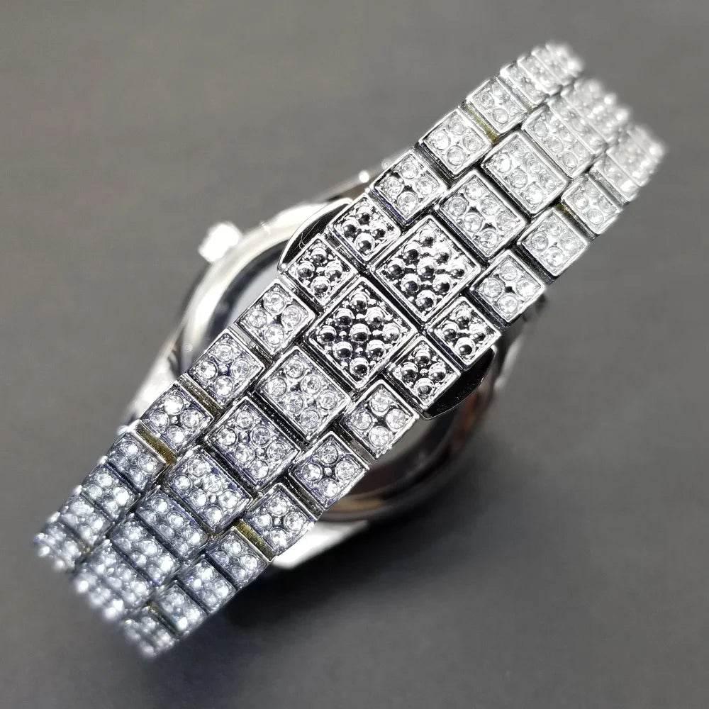 MISSFOX Hip Hop Men Watches Brand Luxury Roman Ice Out Automatic Date Male Wristwatch Full Diamond Waterproof Luminous Watch New - Empire P.E