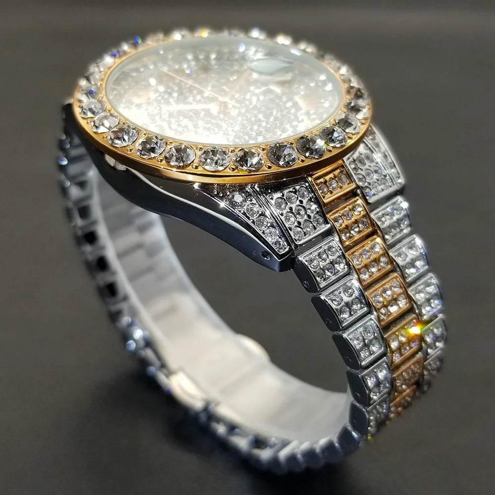 MISSFOX Hip Hop Men Watches Brand Luxury Roman Ice Out Automatic Date Male Wristwatch Full Diamond Waterproof Luminous Watch New - Empire P.E