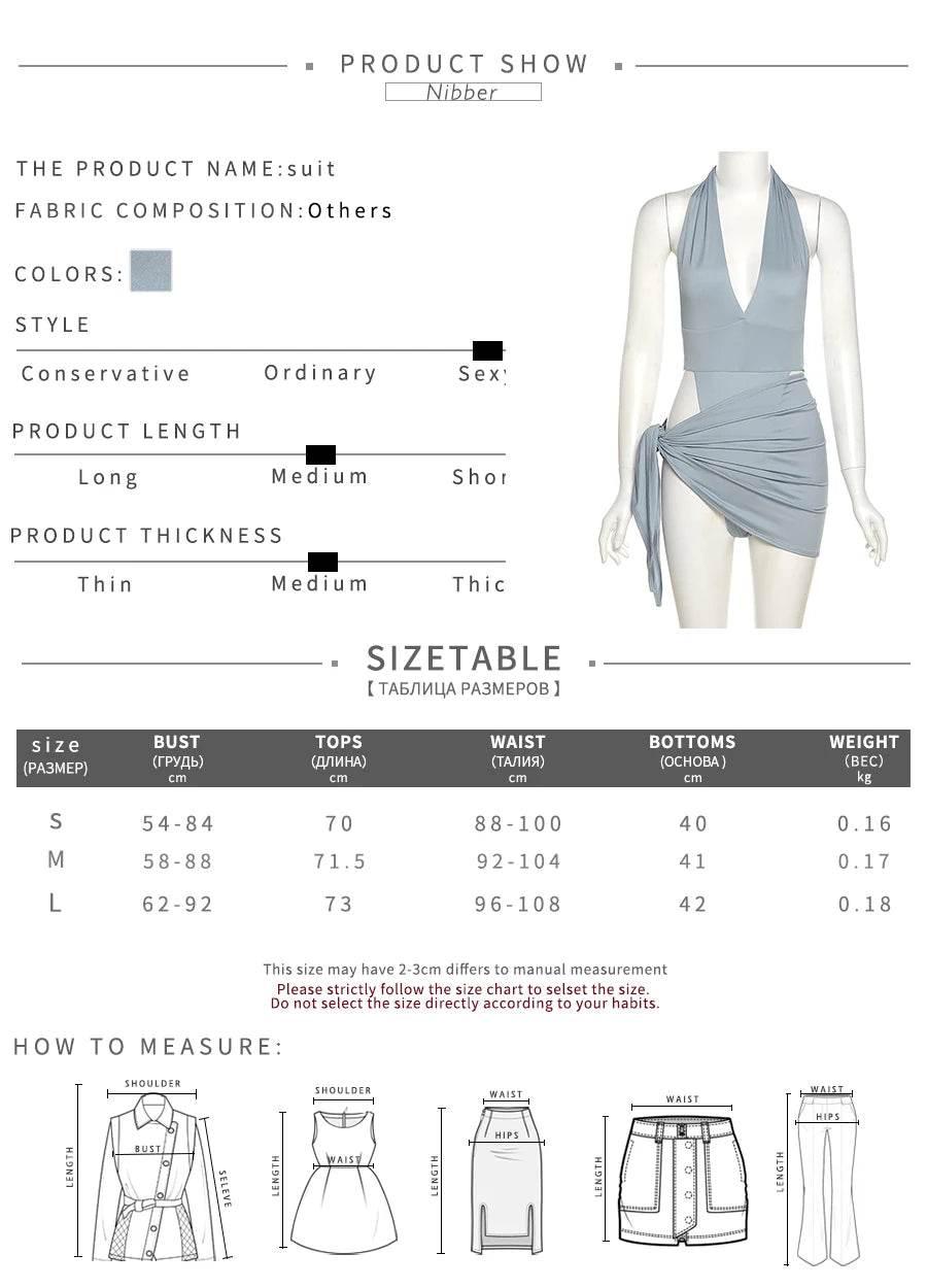 Nibber Sexy Beach Vacation Wear Basic Bikini Bodysuit Skirts 2 Two Piece Sets For Women's Clothing Suits Swimsuit Female 2024 - Empire P.E