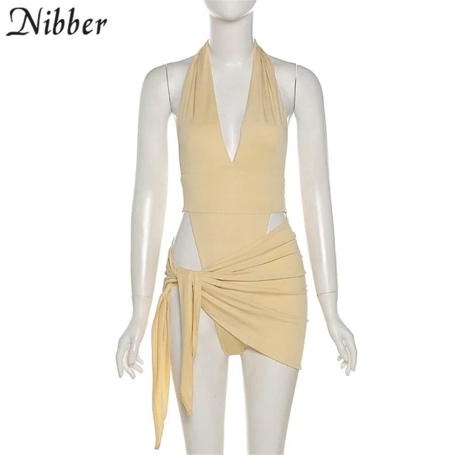 Nibber Sexy Beach Vacation Wear Basic Bikini Bodysuit Skirts 2 Two Piece Sets For Women's Clothing Suits Swimsuit Female 2024 - Empire P.E